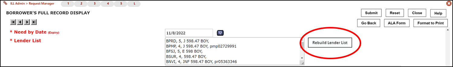 Rebuild Lender List Button
